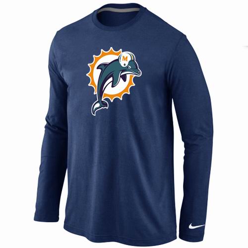 Miami Dolphins Logo Long Sleeve T-Shirt D.Blue