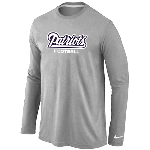 New England Patriots Authentic font Long Sleeve T-Shirt Grey