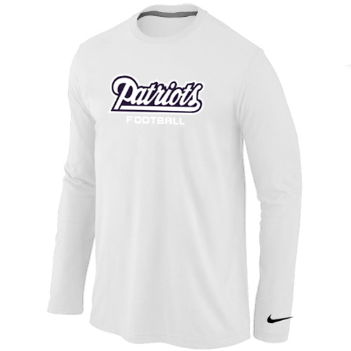 New England Patriots Authentic font Long Sleeve T-Shirt White