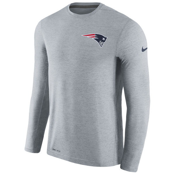 New England Patriots Gray Coaches Long Sleeve Performance T-Shirt