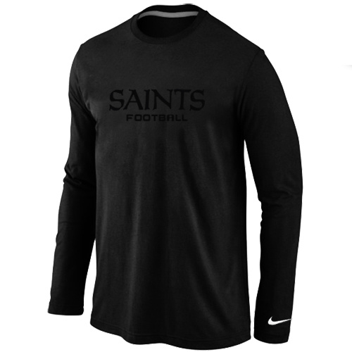 New Orleans Saints Authentic font Long Sleeve T-Shirt Black