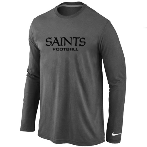 New Orleans Saints Authentic font Long Sleeve T-Shirt D.Grey