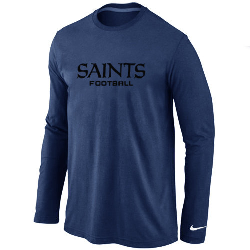 New Orleans Saints Authentic font Long Sleeve T-Shirt D.Blue