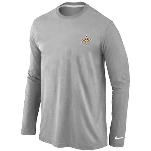 New Orleans Sains Logo Long Sleeve T-Shirt Grey