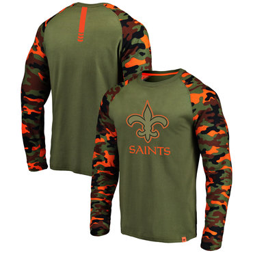 New Orleans Saints Heathered Gray Camo NFL Pro Line by Fanatics Branded Long Sleeve T-Shirt