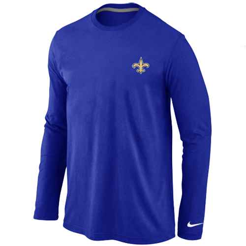 New Orleans Sains Logo Long Sleeve T-Shirt Blue