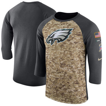 Philadelphia Eagles Camo Anthracite Salute to Service Sideline Legend Performance Three-Quarter Slee