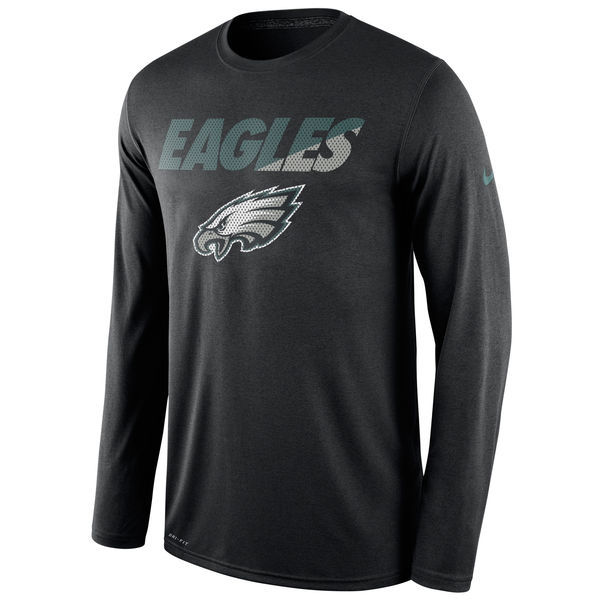Eagles Black Team Logo Long Sleeve T Shirt