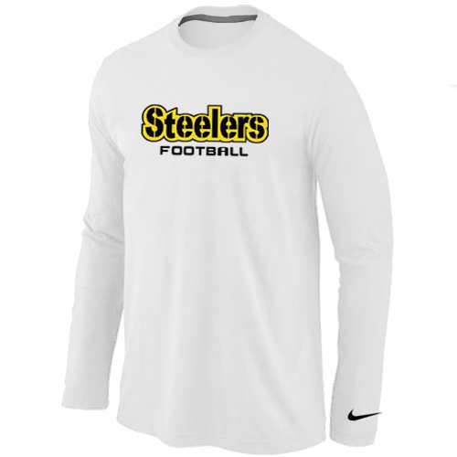 Pittsburgh Steelers Authentic font Long Sleeve T-Shirt White