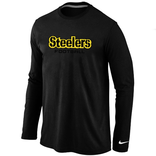 Pittsburgh Steelers Authentic font Long Sleeve T-Shirt Black
