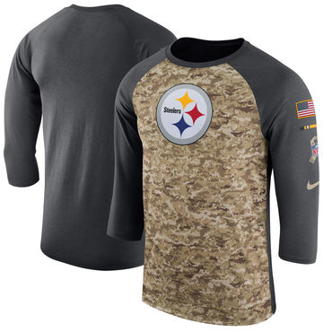 Pittsburgh Steelers Camo Anthracite Salute to Service Sideline Legend Performance Three-Quarter Slee