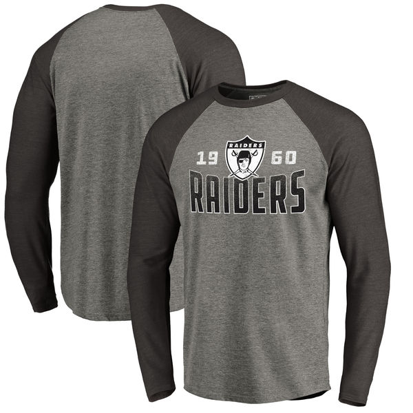 Oakland Raiders NFL Pro Line by Fanatics Branded Timeless Collection Antique Stack Long Sleeve Tri-B