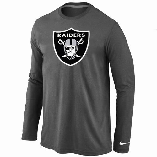 Oakland Raiders Logo Long Sleeve T-Shirt D.Grey