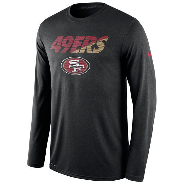 49ers Black Team Logo Long Sleeve T Shirt