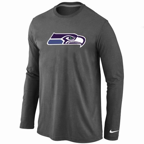 Seattle Seahawks Logo Long Sleeve T-ShirtD.Grey