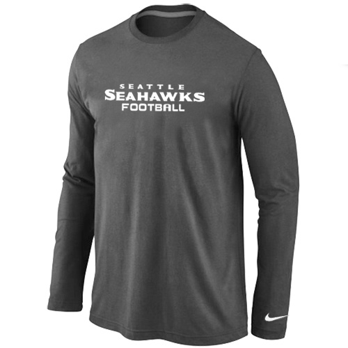 Seattle Seahawks Authentic font Long Sleeve T-Shirt D.Grey