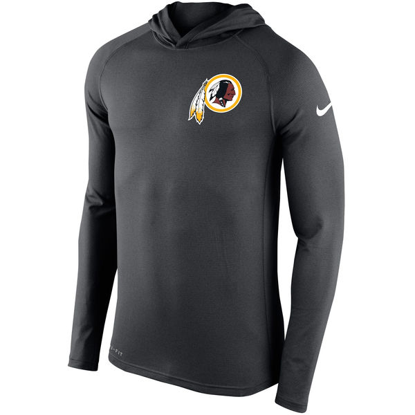 Washington Redskins Charcoal Stadium Touch Hooded Performance Long Sleeve T-Shirt