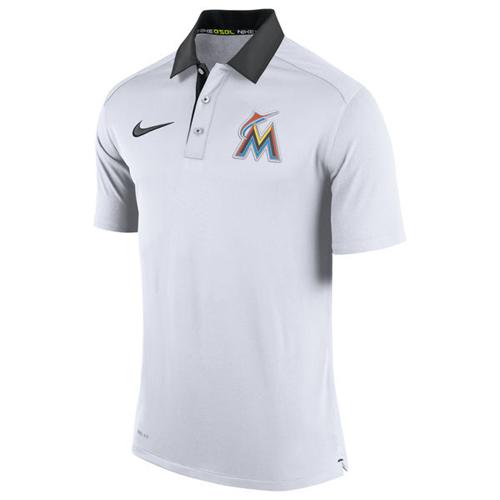 Miami Marlins Nike White Authentic Collection Dri-FIT Elite Polo