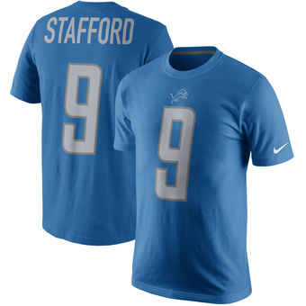 Detroit Lions 9 Matthew Stafford Blue Player Pride Name & Number T-Shirt