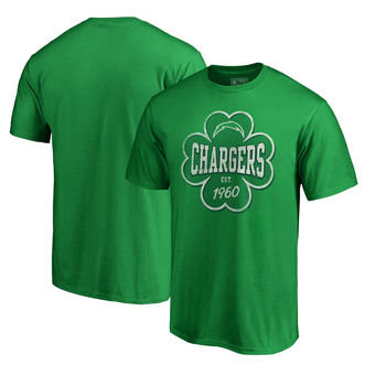 Los Angeles Chargers Pro Line by Fanatics Branded St. Patrick's Day Emerald Isle Big and Tall T-Shir