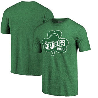 Los Angeles Chargers Pro Line by Fanatics Branded St. Patrick's Day Paddy's Pride Tri-Blend T-Shirt