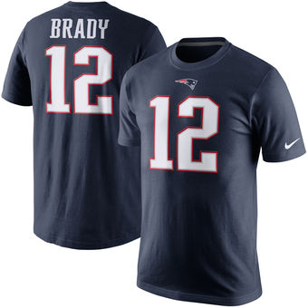 New England Patriots 12 Tom Brady Navy Blue Player Pride Name & Number T-Shirt