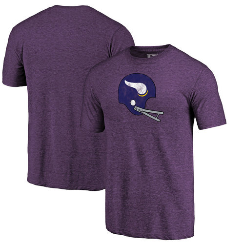 Minnesota Vikings Heathered Purple Helmet Throwback Logo Tri-Blend Pro Line by T-Shirt
