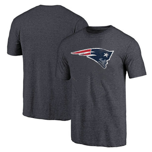 New England Patriots Navy Throwback Logo Tri-Blend V-Neck Pro Line by T-Shirt