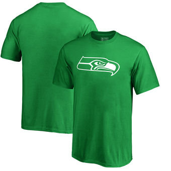Seattle Seahawks Pro Line by Fanatics Branded Patrick's Day White Logo T-Shirt Kelly Green