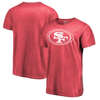 San Francisco 49ers Pro Line by Fanatics Branded White Logo Shadow Washed T-Shirt