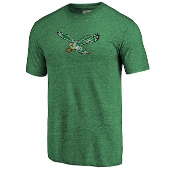 Philadelphia Eagles Fanatics Branded Green Throwback Logo Tri-Blend T-Shirt