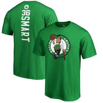 Boston Celtics 36 Marcus Smart Fanatics Branded Kelly Green Backer Name and Number T-Shirt