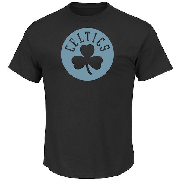 Boston Celtics Majestic Black Tek Patch Reflective T-Shirt