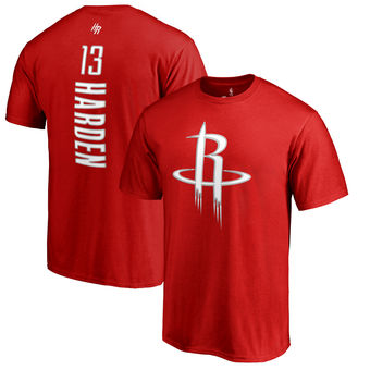 Houston Rockets 13 James Harden Red Backer Name & Number T-Shirt