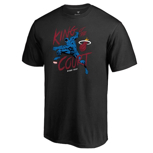 Miami Heat Fanatics Branded Black Marvel Black Panther King of the Court T-Shirt