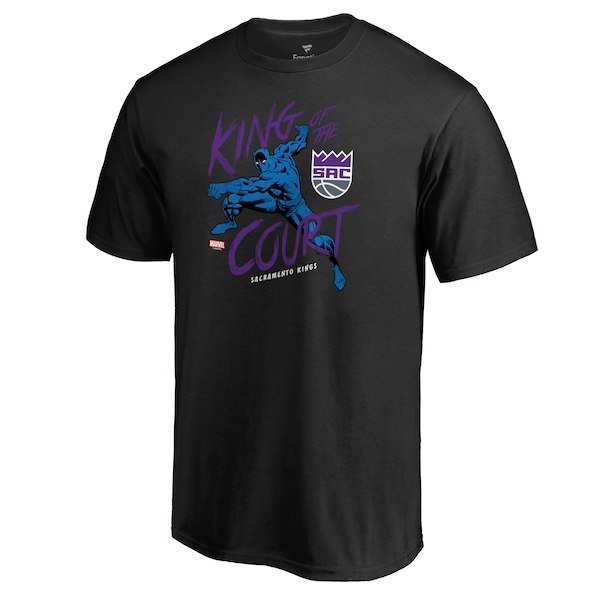Sacramento Kings Fanatics Branded Black Marvel Black Panther King of the Court T-Shirt