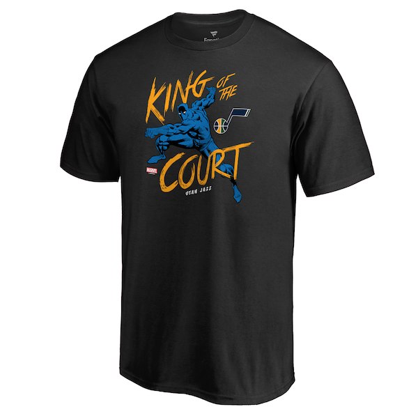 Utah Jazz Fanatics Branded Black Marvel Black Panther King of the Court T-Shirt