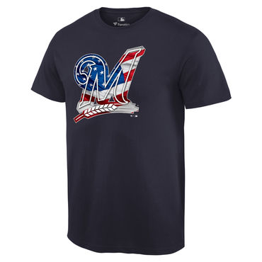 Milwaukee Brewers Navy Banner Wave T Shirt