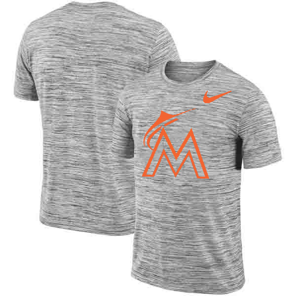 Miami Marlins Nike Heathered Black Sideline Legend Velocity Travel Performance T-Shirt