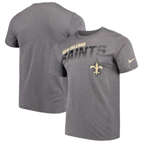 New Orleans Saints Sideline Line of Scrimmage Legend Performance T Shirt Heathered Gray