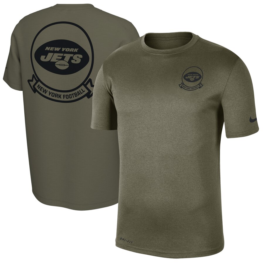 New York Jets Olive 2019 Salute to Service Sideline Seal Legend Performance T-Shirt