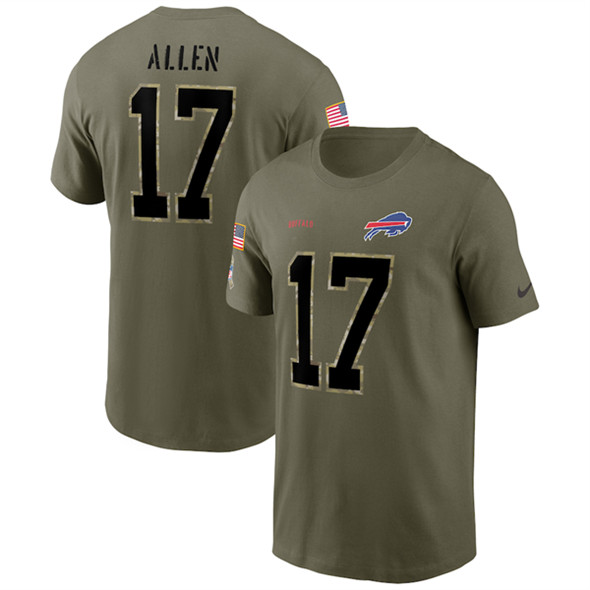 Buffalo Bills #17 Josh Allen 2022 Olive Salute to Service T-Shirt