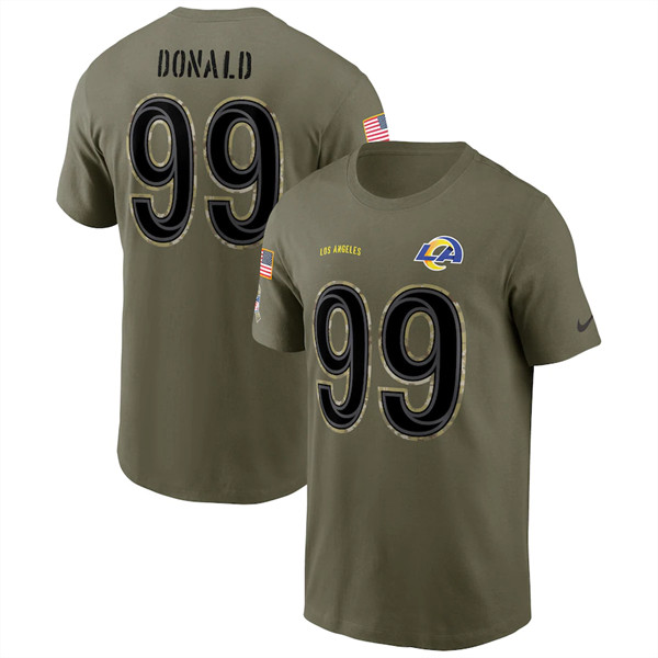 Los Angeles Rams #99 Aaron Donald 2022 Olive Salute to Service T-Shirt