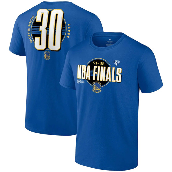 Golden State Warriors #30 Stephen Curry 2022 Royal NBA Finals Name & Number T-Shirt