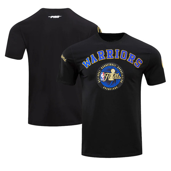 Golden State Warriors 2021-2022 Black NBA Finals Champions Double Knit Patch T-Shirt