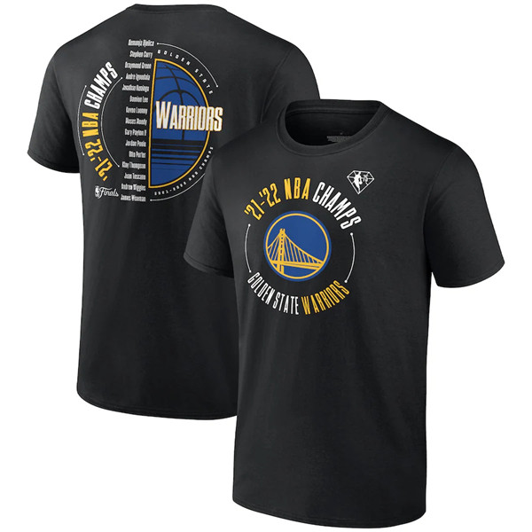 Golden State Warriors 2021-2022 Black NBA Finals Champions Drive List Roster T-Shirt