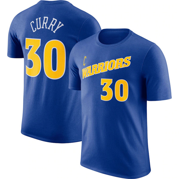 Golden State Warriors #30 Stephen Curry Blue 2022-23 Name & Number T-Shirt